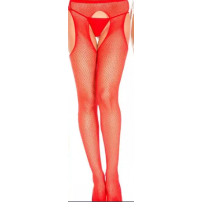 Collant ouvert sexy Résille Rouge 
