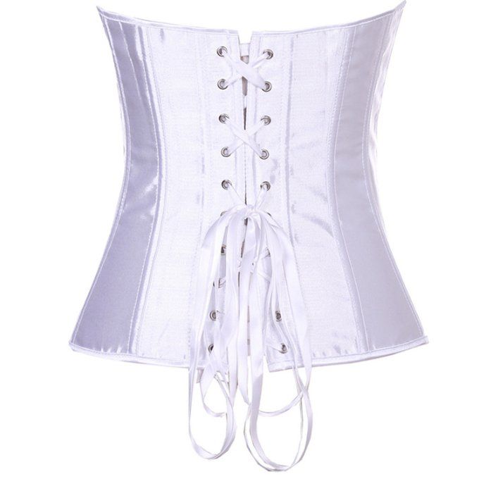 Corset satin blanc.