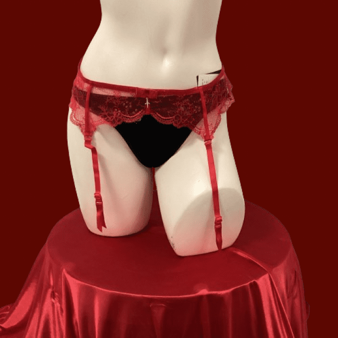 Portes jarretelles rouge transparent 