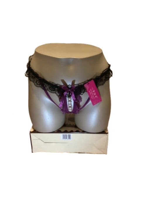 String femme perle prune et noir