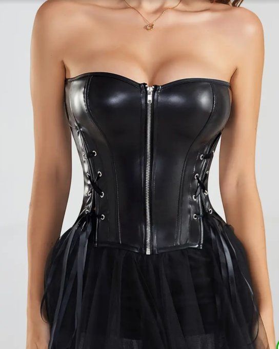 Corset noir Dark simili cuir