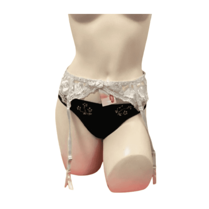 Porte jarretelles blanc à motifs 