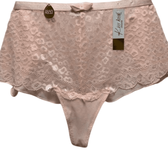 Tanga rose dentelle grande taille