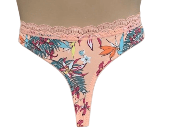 Tanga floral estival grande taille, lingerie femme florale